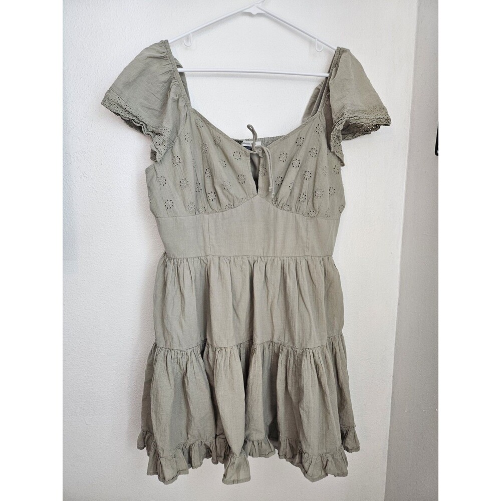 AMERICAN EAGLE Y2K WOMENS MINI COQUETE EYELET DRESS COTTAGECORE BEACHY SUMMER XL